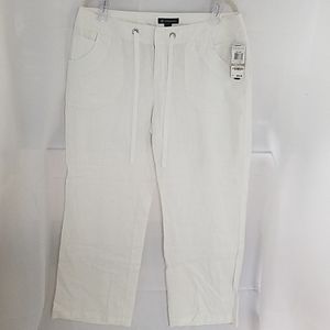 NWT I.N.C. Wide-Leg White Linen Crop Pants Sz 12